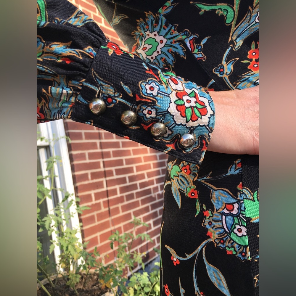 Super 60’s Mod Puff Sleeve Slinky Paisley Print Hendrix meets MINI Super Button - Picture 5 of 16